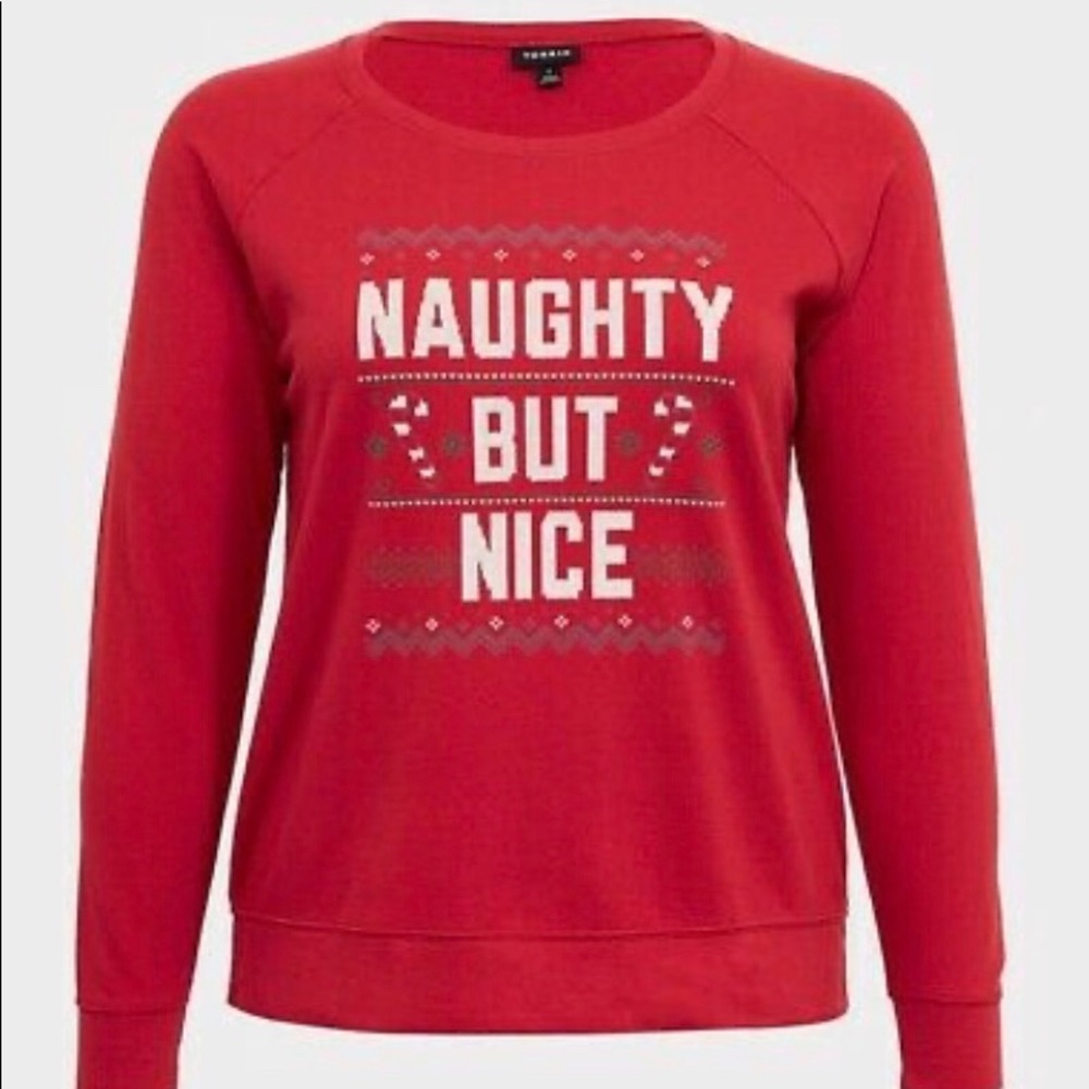 Torrid Red Naughty Christmas Sweatshirt Size 00